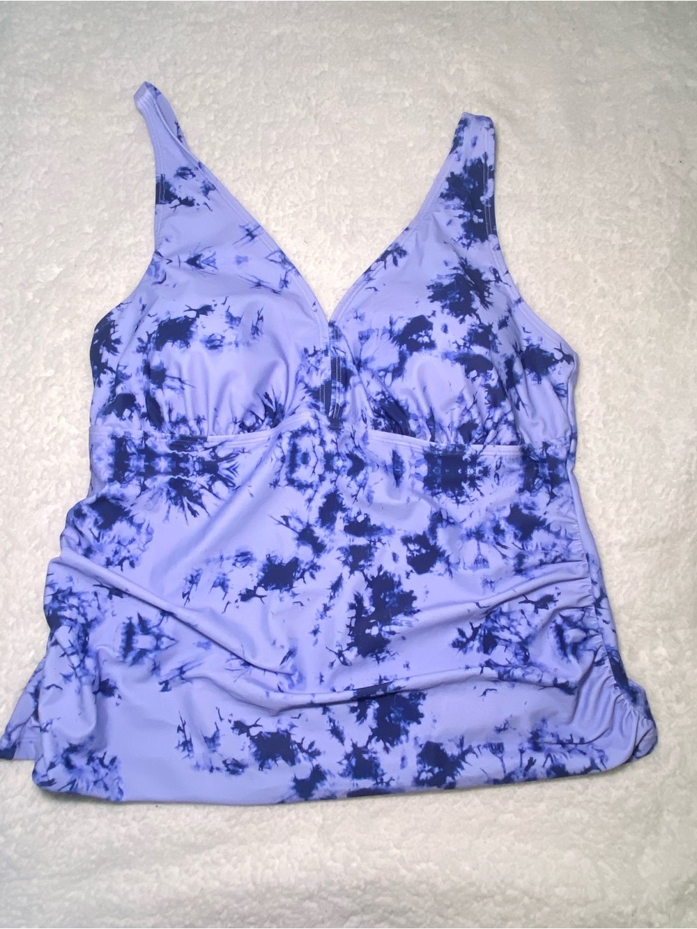 Tie-Dye Light Purple & Navy Women’s Swim Tankini Top